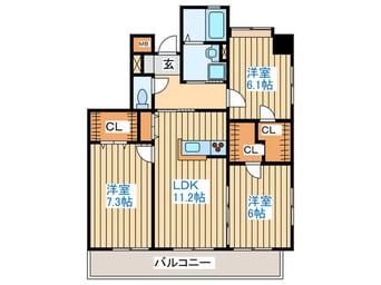 間取図 エ－フィ－ルズ新田東
