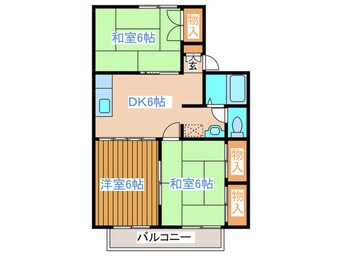 間取図 ﾄｩｲﾝｸﾙｺ-ﾄ若林Ⅶ番館