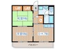 サムリー若林 2DKの間取り