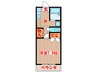 カレンハウス 1Kの間取り
