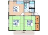 シティハイムリベルテＡ棟 2DKの間取り