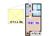 サザンパラダイス 1Kの間取り