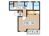 グランソール南仙台 1Kの間取り