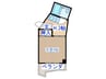 六丁の目マンション 1Kの間取り