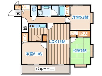 間取図 カ－サベルデ中山Ｂ棟