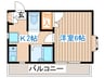 エトワール八乙女 1Kの間取り