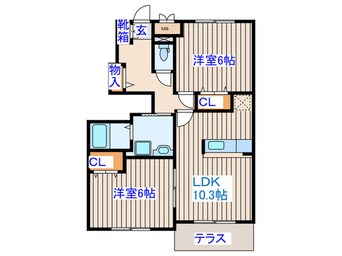 間取図 グランメール大善Ⅰ-Ｂ