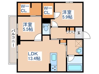 間取図 ベレオK美田園