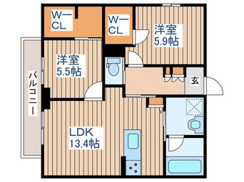 間取図 ベレオK美田園