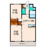 東仙台レジデンス参番館 2LDKの間取り