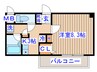 アビタシオン榴岡 1Kの間取り
