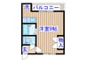 アイショウプラザ旭ヶ丘Ⅲ 1Rの間取り