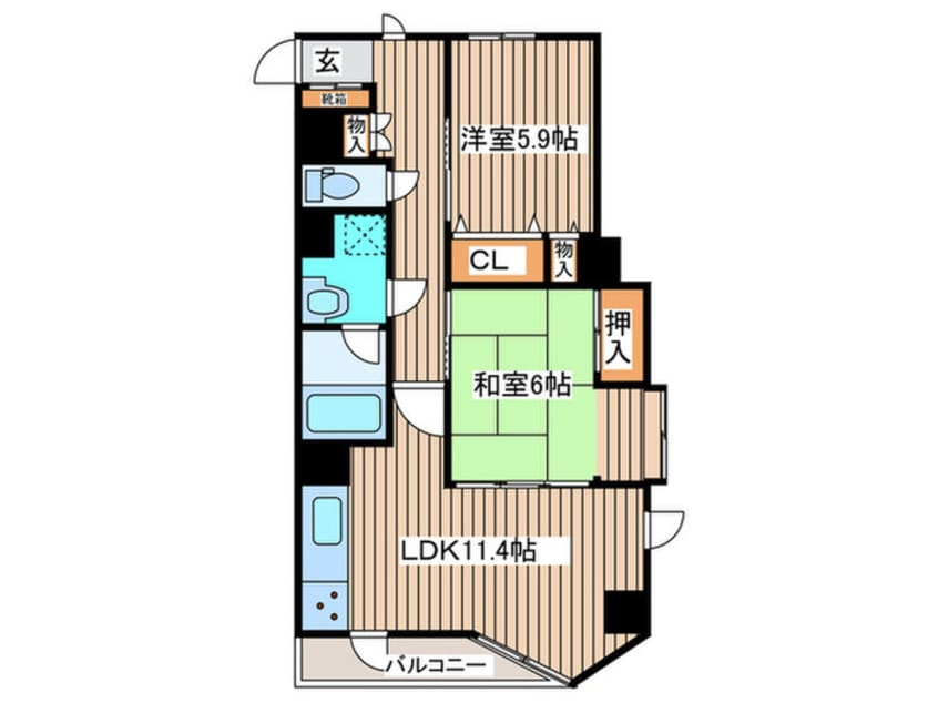 間取図 ﾗｲｵﾝｽﾞﾏﾝｼｮﾝ支倉（204）