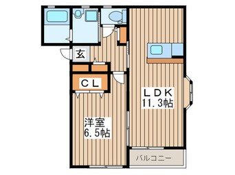 間取図 アンソレイユサカシタＣ棟