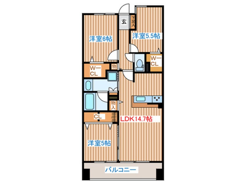 間取図 ﾃﾞｭｵﾋﾙｽﾞ仙台花京院ｻﾞ･ﾀﾜｰ(1202)