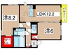 サントーク東原F棟 2LDKの間取り