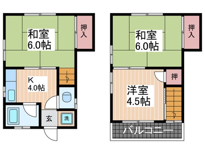 間取り図 園杭アパ－ト東棟(矢野西７丁目)