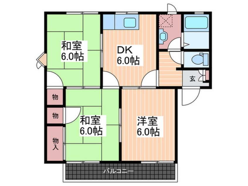 間取図 コーポ阿品　A棟