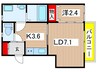 Ｓｔｕｄｉｏ脇岡 1LDKの間取り