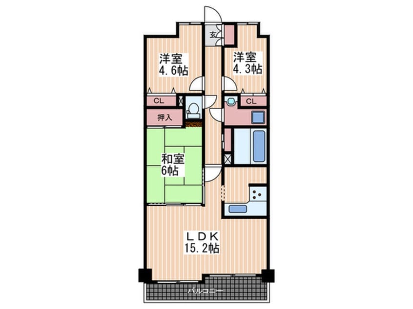 間取図 グランビュー隅の浜（404）