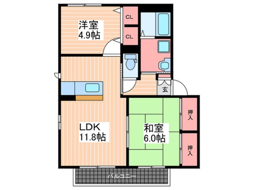 間取図 アルメリア鳴川Ｂ棟