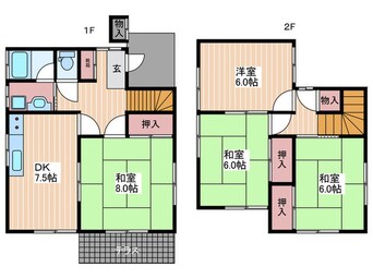 間取図 八木３丁目貸家