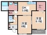 バーミィＳⅡ 2DKの間取り