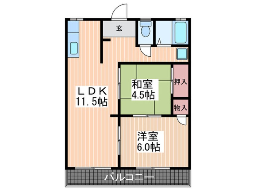 間取図 フォーブル舛見　B棟