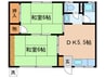 木下アパート 2DKの間取り