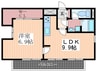 ノ－ブル平和大通り 1LDKの間取り