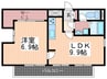 ノ－ブル平和大通り 1LDKの間取り