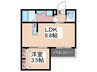 アドバンス舟入南 1LDKの間取り