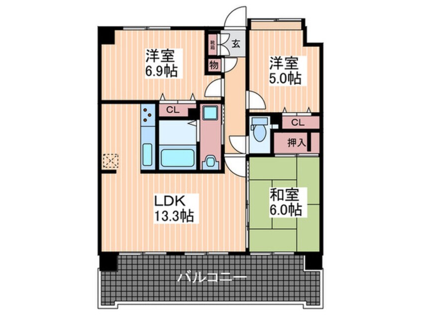 間取図 ファミール西条朝日町（６０６）