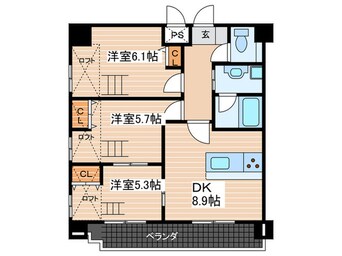 間取図 ｸﾞﾗﾝﾄﾞﾎﾟﾚｽﾄｰﾈ大手町弐番館