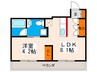 ヒルヴィスタ三滝 1LDKの間取り