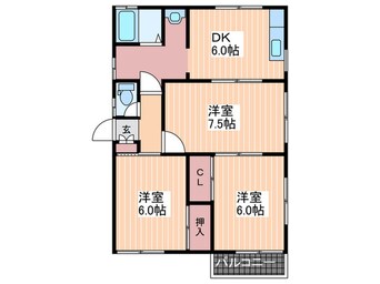 間取図 コーポ宮の町Ⅱ