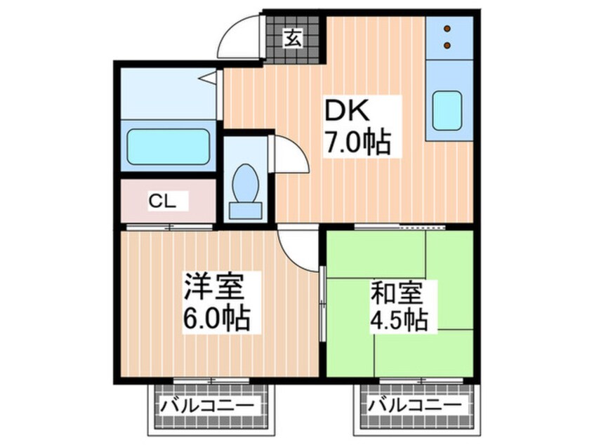 間取図 鷹の羽マンション（２０３）