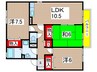 セジュ－ル友清　Ｆ棟 3LDKの間取り