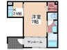 グランドールコルソA棟 1Kの間取り
