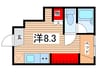 リヴィエール口田Ⅱ 1Rの間取り