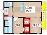 フェリーチェ西原 2LDKの間取り