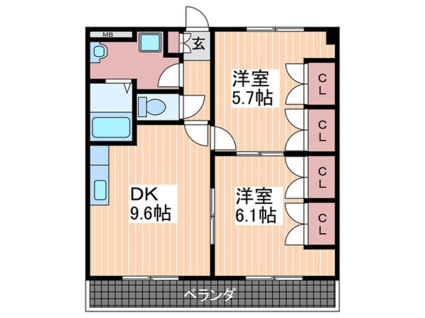 間取図 ラ・ヴィ－タ高取北Ⅱ