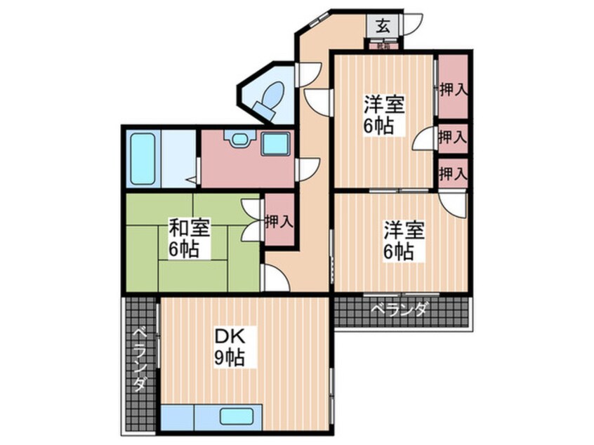 間取図 サンフレフジＡ