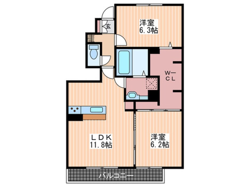 間取図 Ｄ－ｒｏｏｍ上影　Ｂ