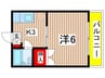 関本マンション 1Kの間取り