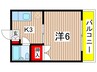 関本マンション 1Kの間取り