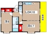 カンパーニュ川内 2LDKの間取り