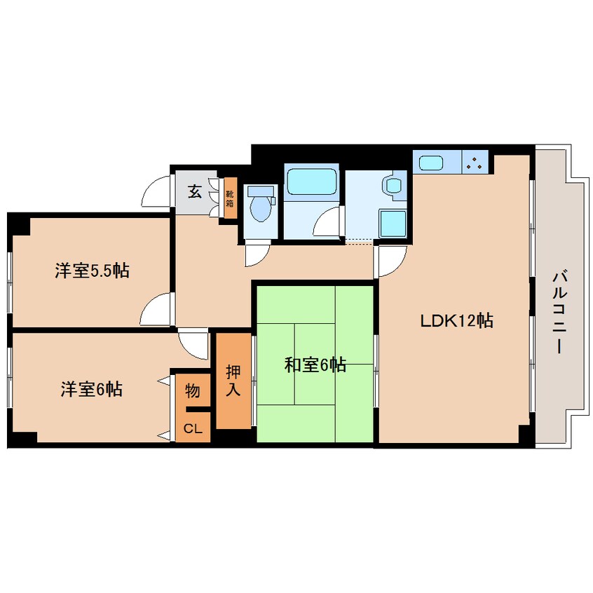 間取図 大和路線・関西本線/三郷駅 徒歩13分 2階 築32年