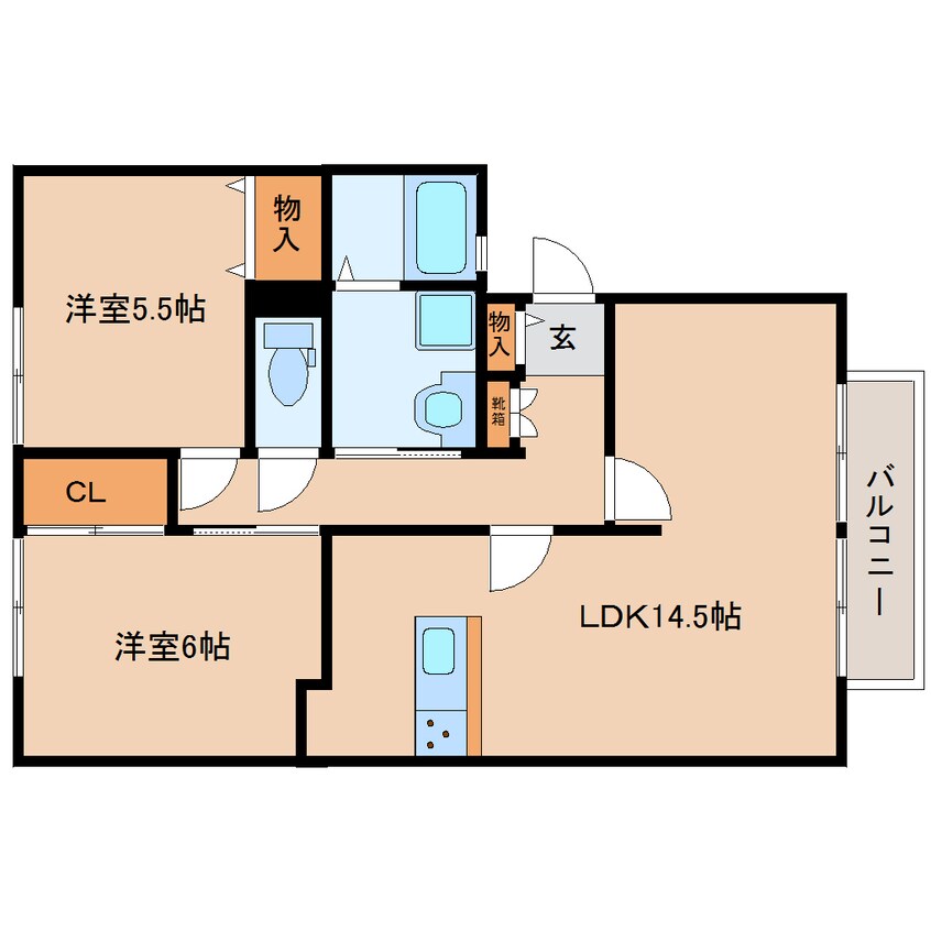 間取図 大和路線・関西本線/三郷駅 徒歩13分 2階 築26年