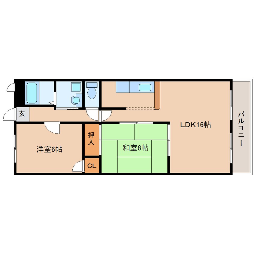 間取図 大和路線・関西本線/法隆寺駅 徒歩12分 2階 築27年